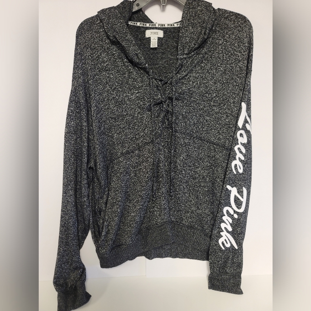 Victoria's Secret PINK lace-up pullover hoodie Size Medium